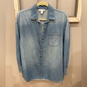 Light Wash Denim Button-Up Shirt